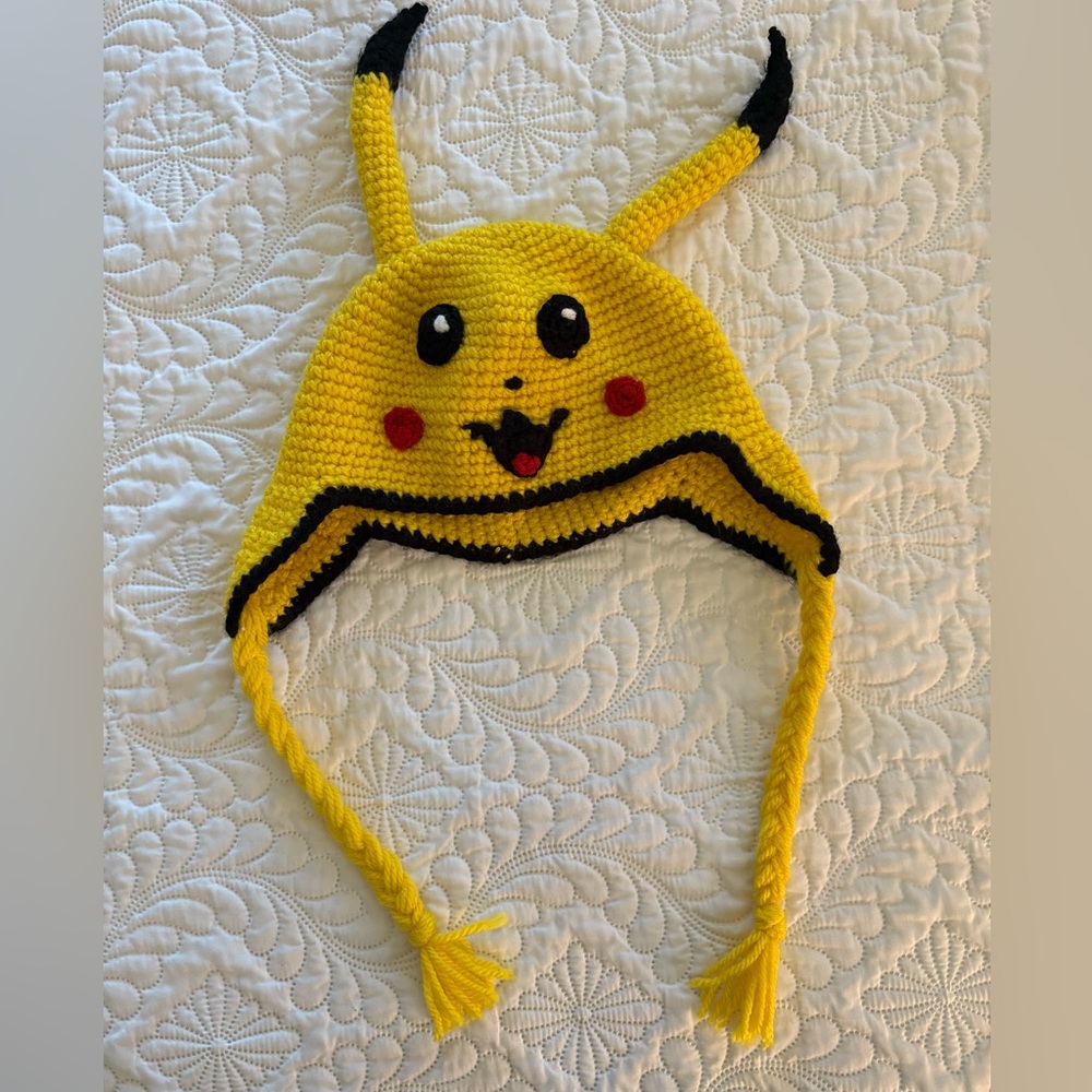 NEW Pokémon Pikachu Yellow Black Handmade Crochet children’s winter Hat